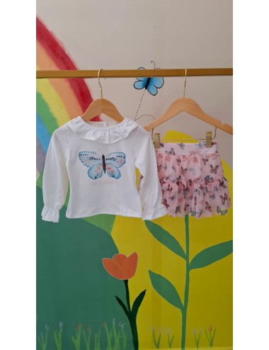 Saia com Sorts Interno em Suede e Tule Estampado