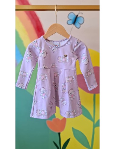 Vestido Manga Longa Verde Estampada Felpado