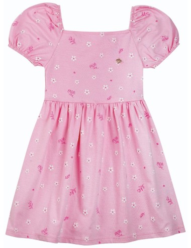 Vestido Infantil com Estampa Floral e Manga Bufante