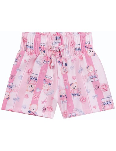 Conjunto Infantil Feminino de Verão com Blusa Estampada e Short Decorado