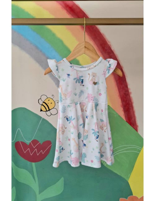 Vestido Infantil Estampado com Flores e Babados