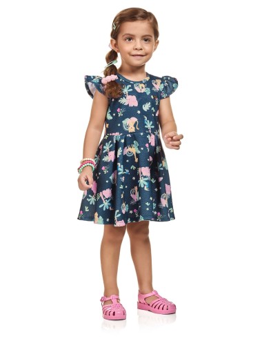 Vestido Infantil Estampado com Flores e Babados