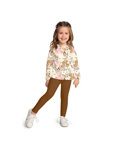 Conjunto Infantil de Blusa e Legging com Tema de Esquilos