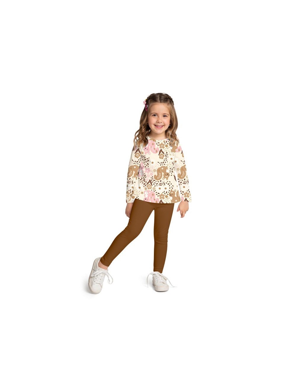 Conjunto Infantil de Blusa e Legging com Tema de Esquilos