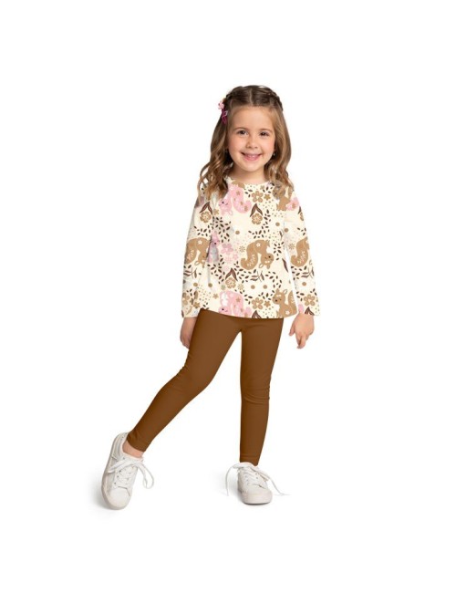 Conjunto Infantil de Blusa e Legging com Tema de Esquilos