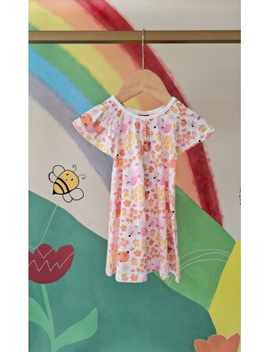 Vestido Infantil Estampado com Animais e Flores