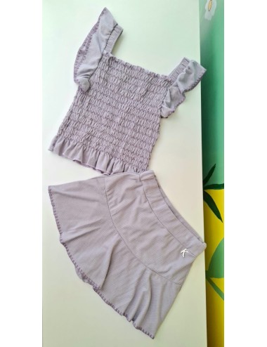 Conjunto Infantil Lilás com Blusa e Saia