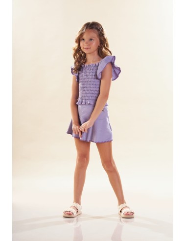 Conjunto Infantil Lilás com Blusa e Saia