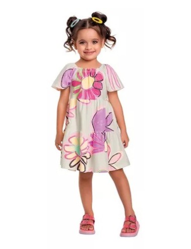 Vestido Infantil Estampado Colorido