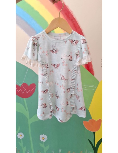 Vestido Infantil Floral com Mangas de Babado