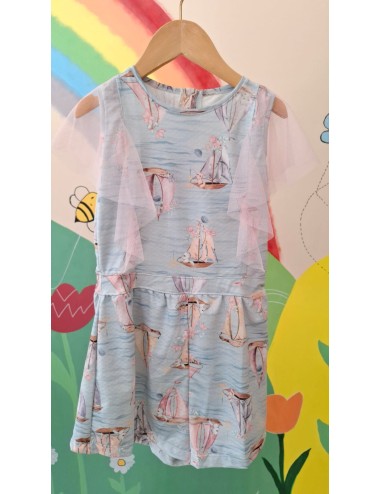 Vestido Infantil Mar & Magia – Barquinhos Encantados