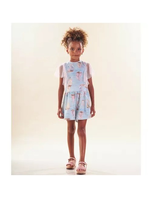 Vestido Infantil Mar & Magia – Barquinhos Encantados