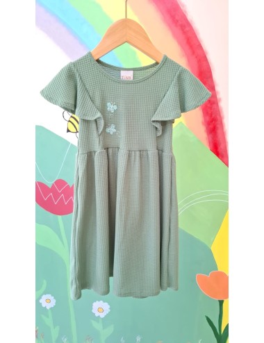 Vestido Jardim Encantado – Verde com Borboletas Mágicas