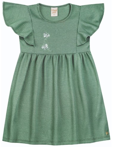 Vestido Jardim Encantado – Verde com Borboletas Mágicas