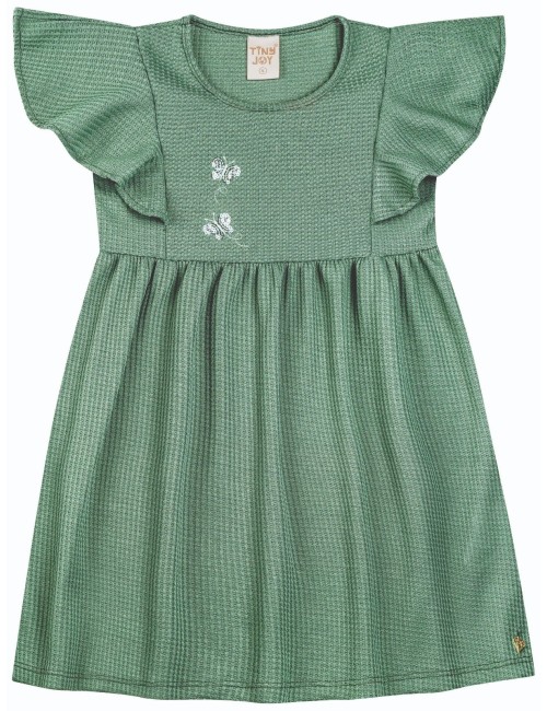 Vestido Jardim Encantado – Verde com Borboletas Mágicas