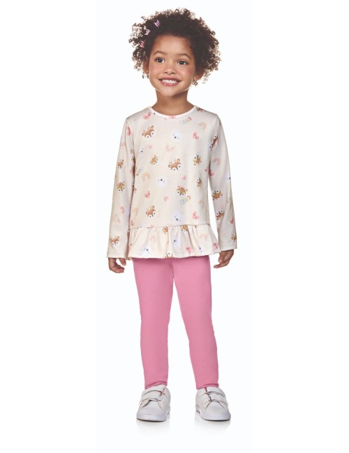 Conjunto Infantil de Blusa e Legging com Estampa Divertida