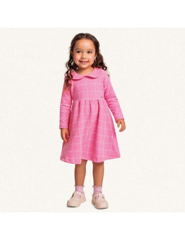 Vestido Princesa Rosa com Gola Peter Pan 🌸
