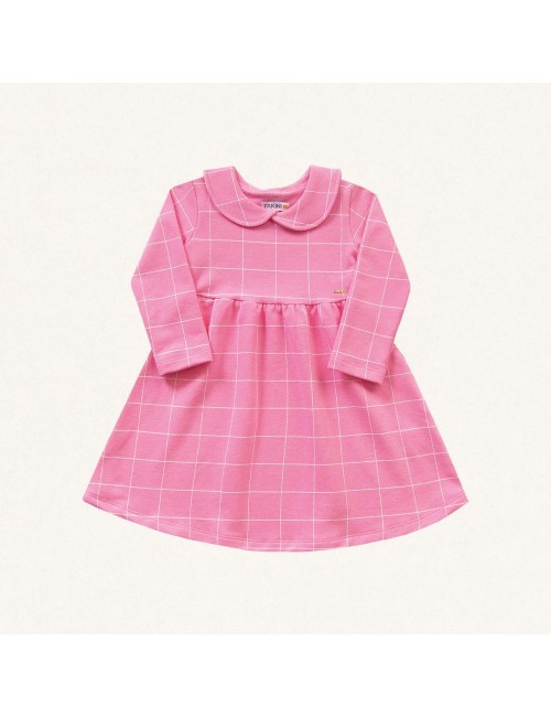 Vestido Princesa Rosa com Gola Peter Pan 🌸