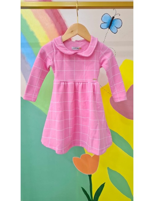Vestido Princesa Rosa com Gola Peter Pan 🌸