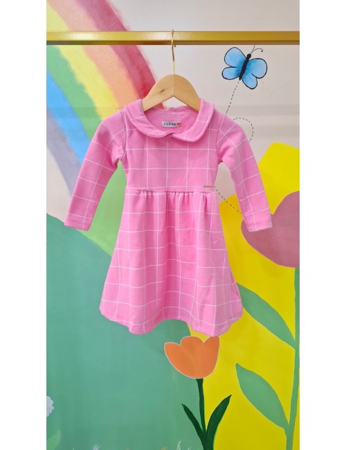 Vestido Princesa Rosa com Gola Peter Pan 🌸
