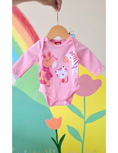 Body Infantil Estampa Animais – Conforto e Fofura 🦒🐱🦓