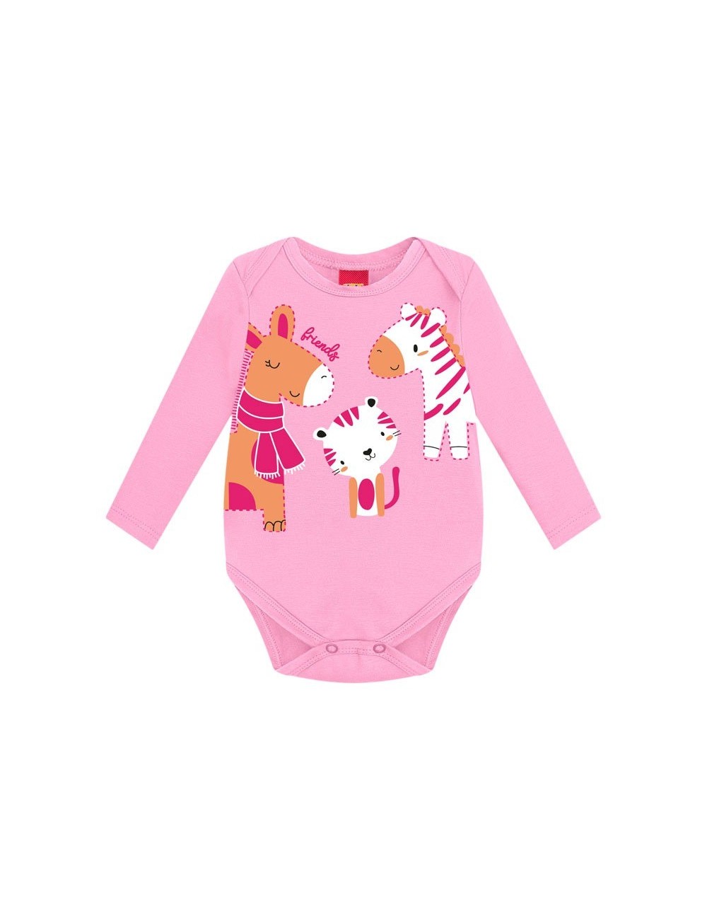 Body Infantil Estampa Animais – Conforto e Fofura 🦒🐱🦓
