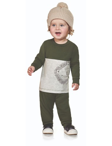 Conjunto Infantil Menino Leãozinho Verde com Punho