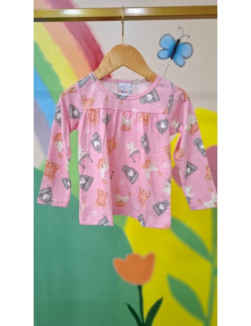 Blusa Manga Longa Estampada - Gorrinhos