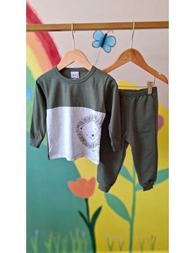 Conjunto Infantil Menino Leãozinho Verde com Punho