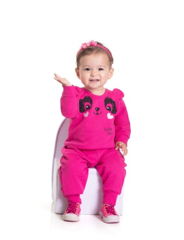 ✨ Conjunto Infantil Peluciado - Panda Rosa ✨