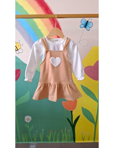 ✨ Conjunto Salopete com Blusa Manga Longa – Coração de Algodão ✨