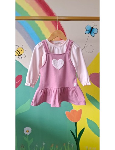 ✨ Conjunto Salopete com Blusa Manga Longa – Coração de Algodão ✨