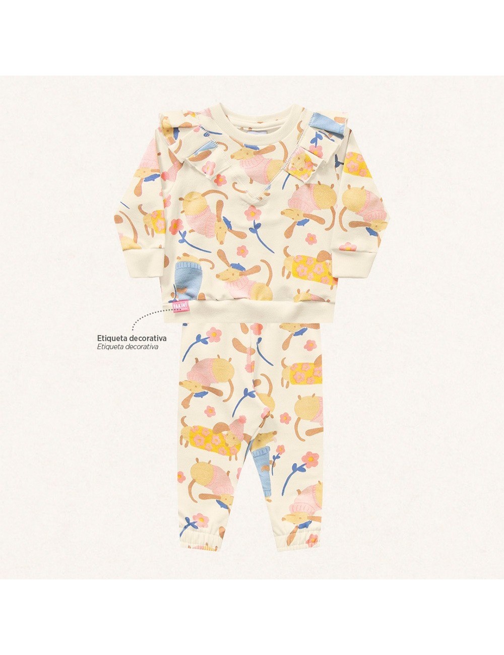 🐶💖 Conjunto Infantil Pet – Casaco com Babado + Calça 💖🐶