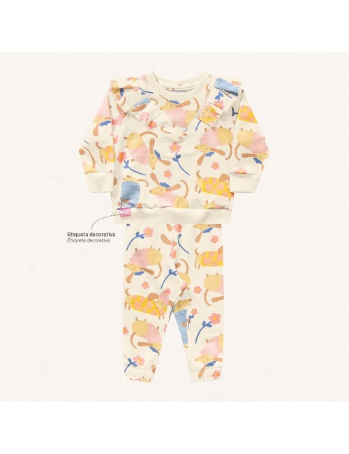 🐶💖 Conjunto Infantil Pet – Casaco com Babado + Calça 💖🐶