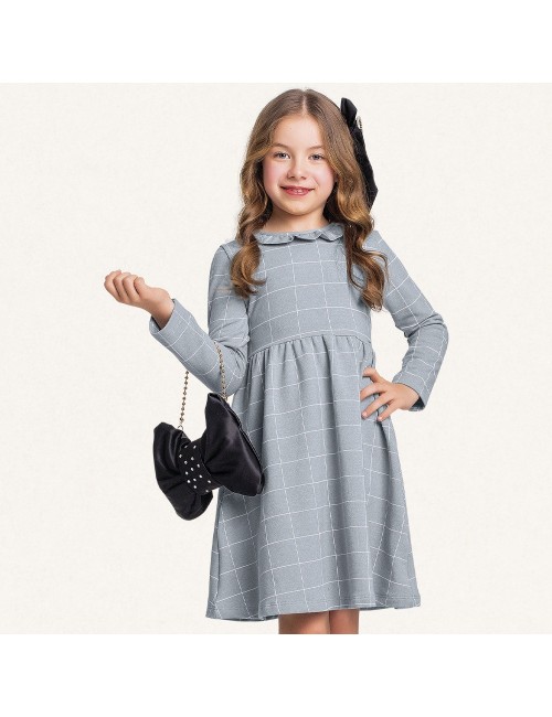 👗✨ Vestido Infantil Xadrez com Gola Babado ✨👗