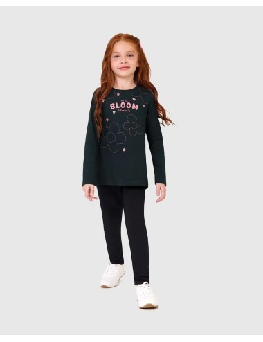 Blusa Infantil Feminina Manga Longa – Estampa Floral "We All Bloom Differently"
