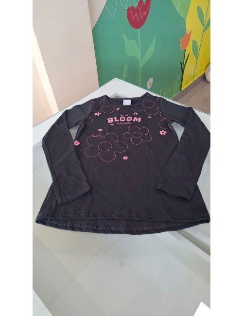 Blusa Infantil Feminina Manga Longa – Estampa Floral "We All Bloom Differently"