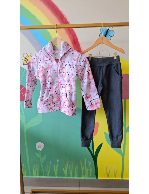 ✨ Conjunto Infantil Feminino Inverno - Jaqueta Peluciada + Calça Moletom ✨