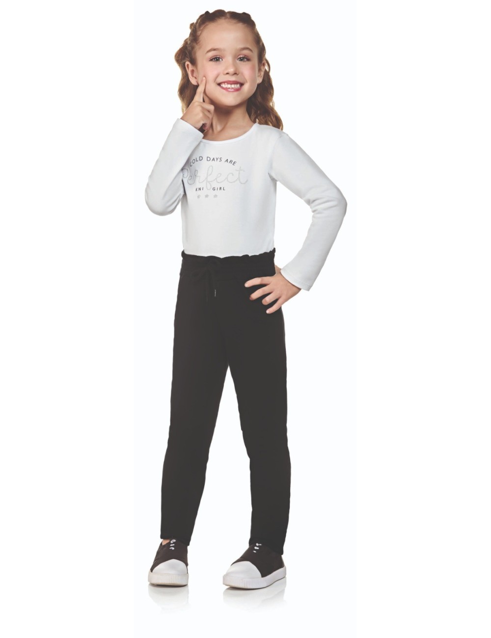 Conjunto Infantil Blusa Branca e Calça de Moletom COLD DAYS ARE Perfect