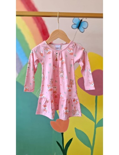 Vestido Manga Longa Estampada - Raposinha