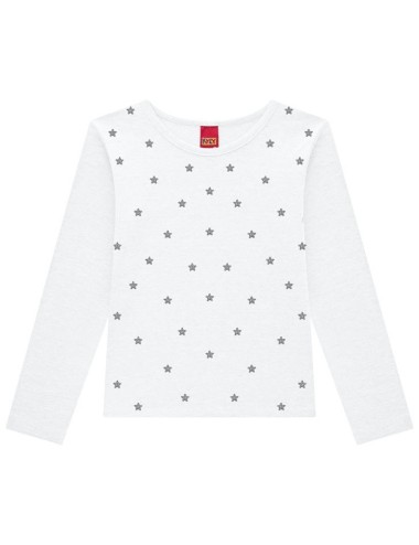 Blusa Infantil de Manga Longa com Estrelas em Alto Relevo