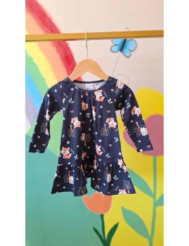 Vestido Manga Longa Estampada - Raposinha