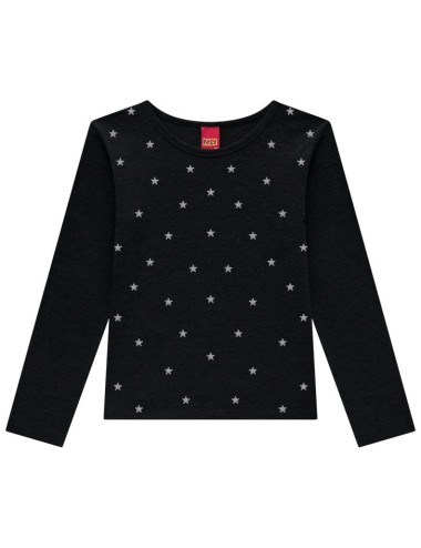 Blusa Infantil de Manga Longa com Estrelas em Alto Relevo