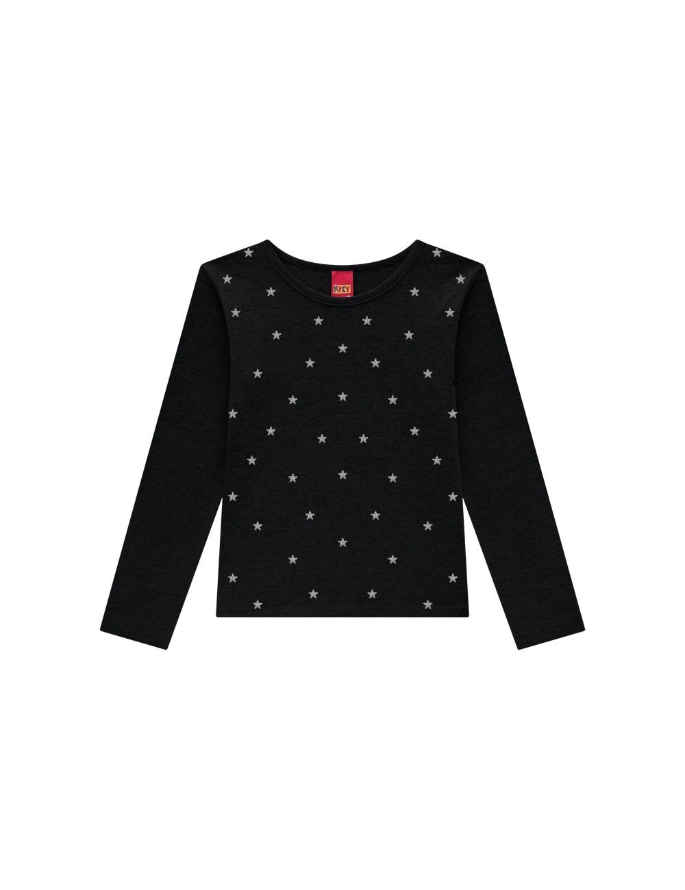 Blusa Infantil de Manga Longa com Estrelas em Alto Relevo