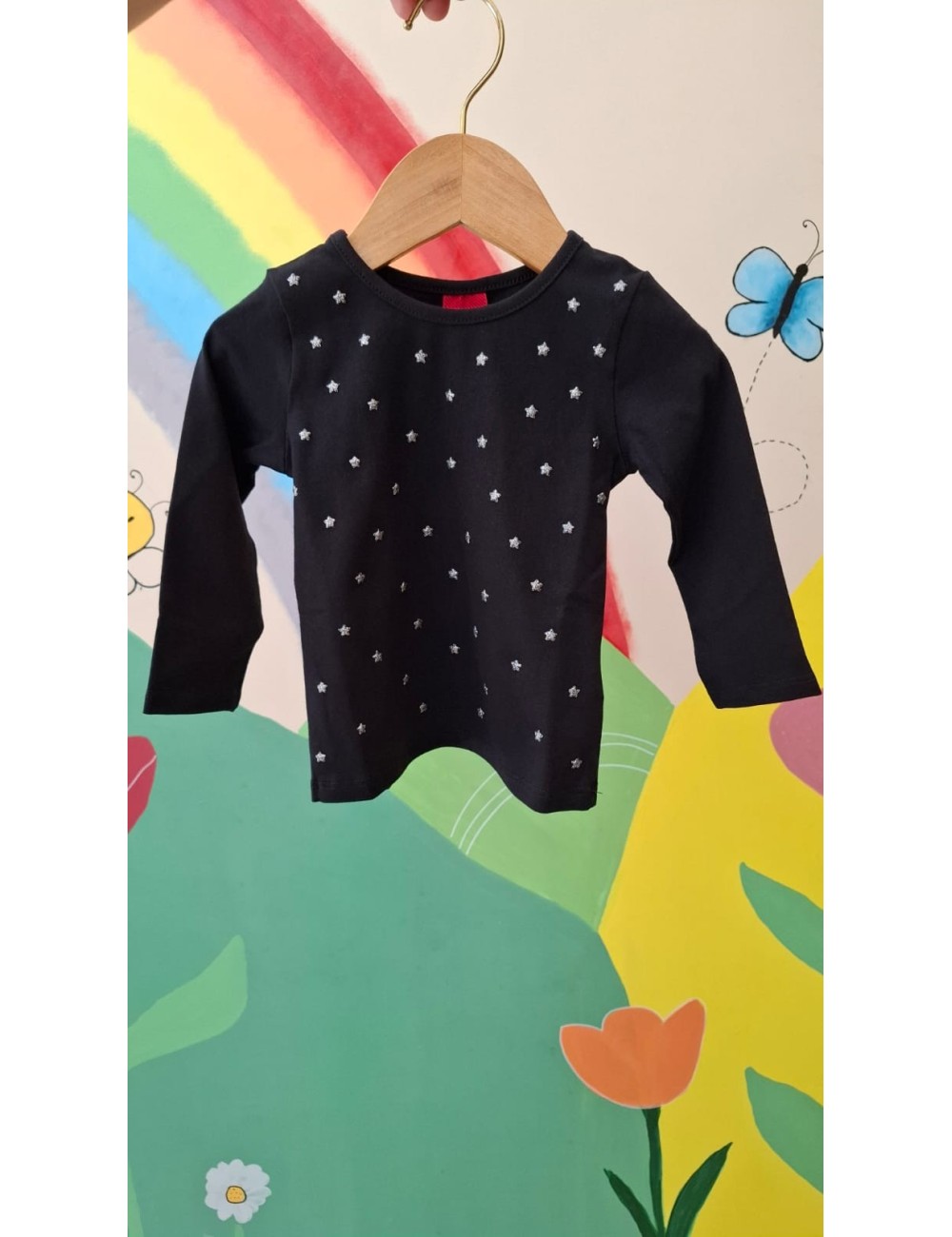 Blusa Infantil de Manga Longa com Estrelas em Alto Relevo