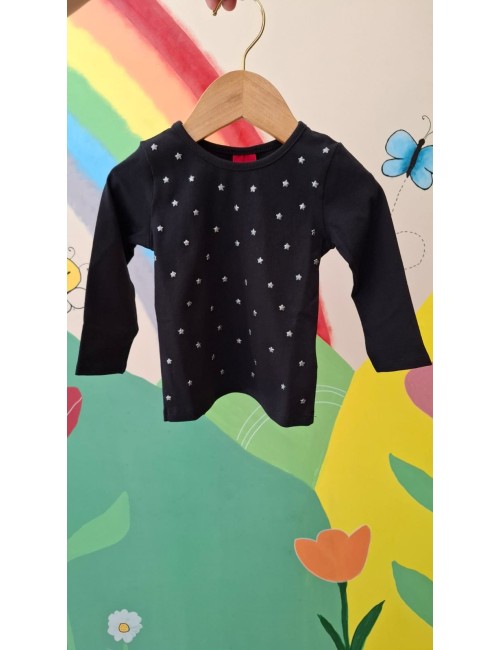 Blusa Infantil de Manga Longa com Estrelas em Alto Relevo