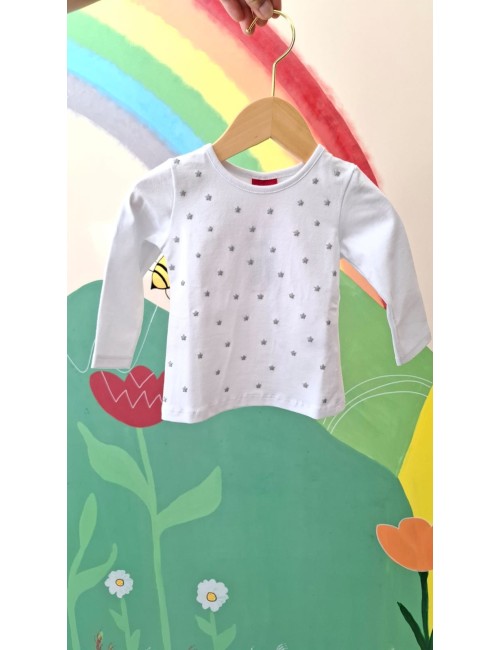 Blusa Infantil de Manga Longa com Estrelas em Alto Relevo