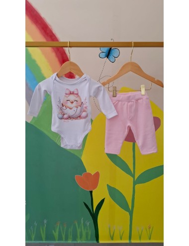 Conjunto Infantil Body em Suede e Calça em Molecotton